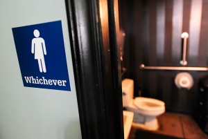 DURHAM, NC - MAY 11:  A gender neutral sign is posted outside a bathrooms at Oval Park Grill on May 11, 2016 in Durham, North Carolina. Debate over transgender bathroom access spreads nationwide as the U.S. Department of Justice countersues North Carolina Governor Pat McCrory from enforcing the provisions of House Bill 2 (HB2) that dictate what bathrooms transgender individuals can use.  (Photo by Sara D. Davis/Getty Images)