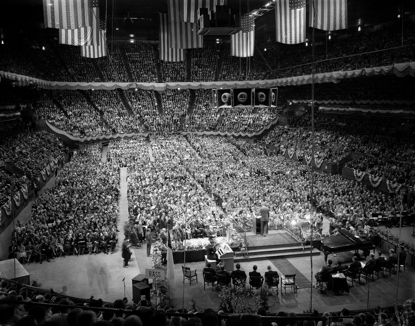 A near-capacity crowd attends the opening of evangelist Billy Graham's Crusade in New York's Madison Square Garden, May 15, 1957, launching the preacher's six-week engagement.  (AP Photo)