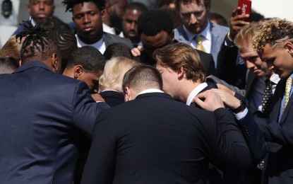 Alabama Football Team Prays for Donald Trump at White House National Championship Ceremony