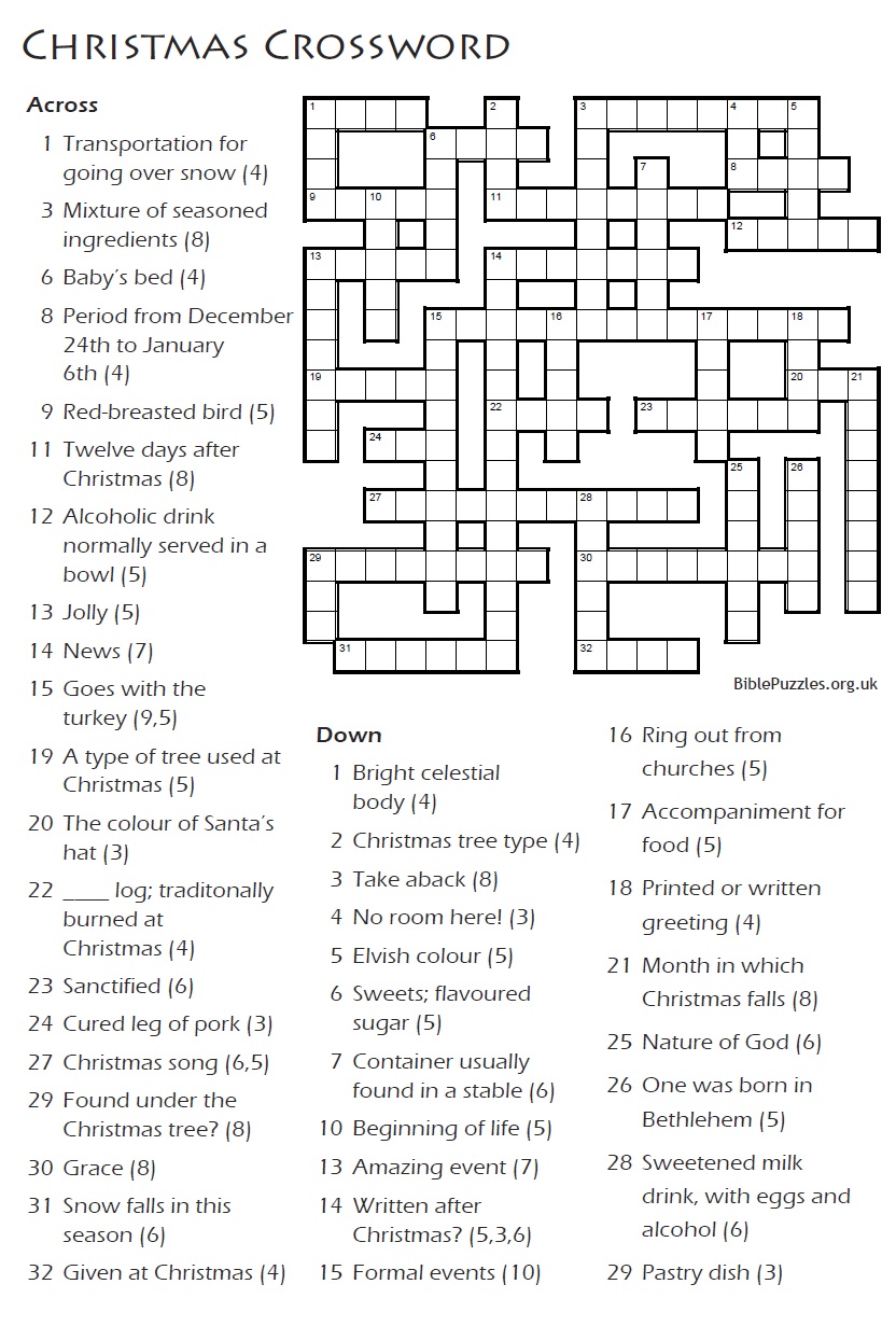Christmas Crossword Free Printable Pdf Printable World Holiday Christmas Crossword Free Printable Pdf Printable World Holiday