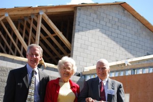 Dr. Richard Clarkson, Headmaster, with Evelyn & Doug Brush during a building expansion project which added a new wing to the school in 2009, allowing the school to welcome more students and open a Preschool and Pre-K program.