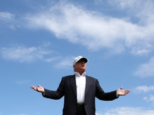 Republican presidential candidate Donald Trump speaks to the media on the golf course at his Trump International Golf Links in Aberdeen, Scotland, on June 25, 2016. Photo courtesy of REUTERS/Carlo Allegri *Editors: This photo may only be republished with RNS-BORN-AGAIN, originally transmitted on June 27, 2016.