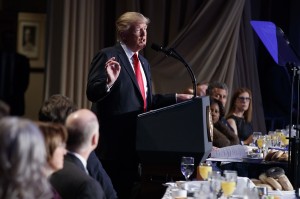 President Donald Trump speaks during the National Prayer Breakfast, Thursday, Feb. 2, 2017, in Washington. (AP Photo/Evan Vucci)