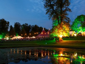 Dusk during the 2016 Greenbelt Festival on the grounds of the  Boughton House in Northamptonshire, England.  Photo courtesy of Greenbelt Festival