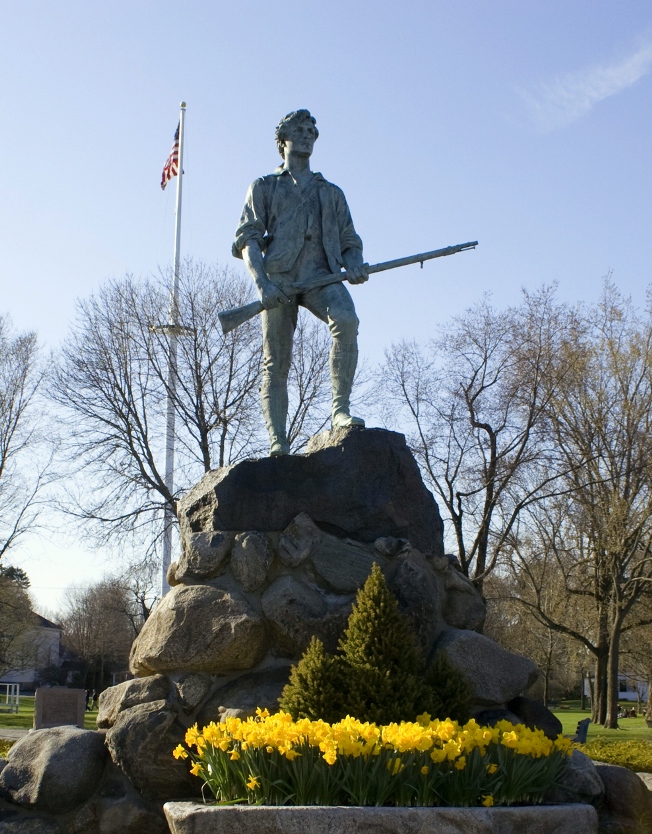 The Shot Heard - Minuteman Statue on Lexington Green in Massachusetts